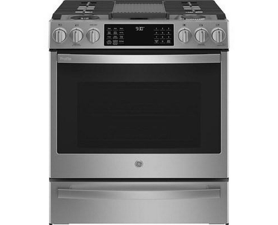 Cuisinière encastrable à biénergie de 30 po. avec technologie de la friture à l'air sans préchauffage GE Profile - PC2S930YPFS