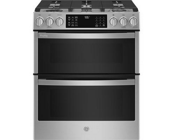 Cuisinière à gaz encastrée à four double de 30 po avec WiFi GE Profile - PCGS960YPFS