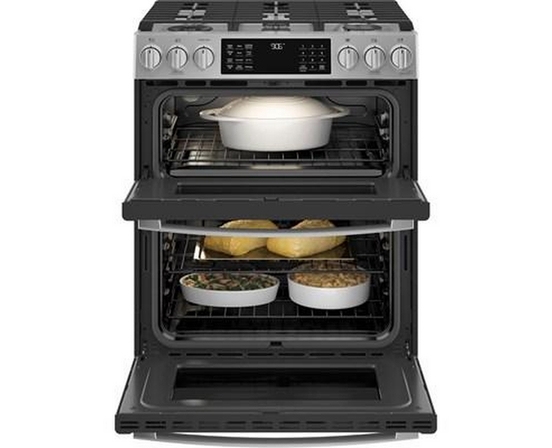 Cuisinière à gaz encastrée à four double de 30 po avec WiFi GE Profile - PCGS960YPFS