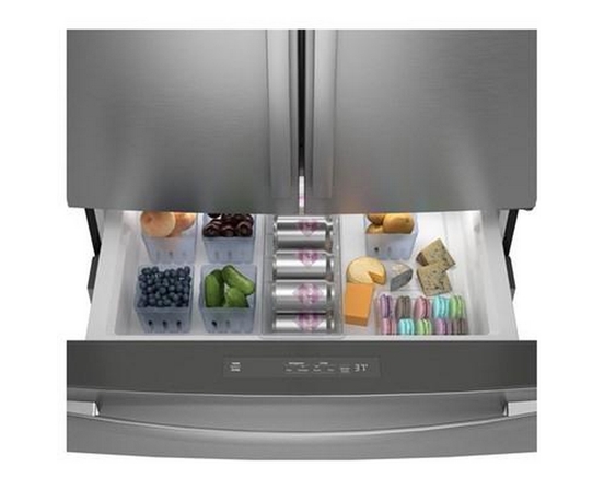 Réfrigérateur quatre portes avec porte à deux battants de 36 po, 28,7 Pi cu.. avec vec pichet Dual-Dispense AutoFill GE Profile - PGE29BYTFS