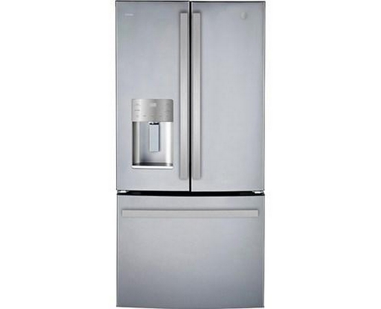 Réfrigérateur trois portes avec porte à deux battants de 33 po, 17,5 Pi cu. avec technologie FrosGuard™ GE Profile - PYE18HYRCFS