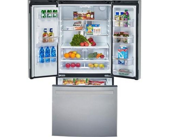 Réfrigérateur trois portes avec porte à deux battants de 33 po, 17,5 Pi cu. avec technologie FrosGuard™ GE Profile - PYE18HYRCFS