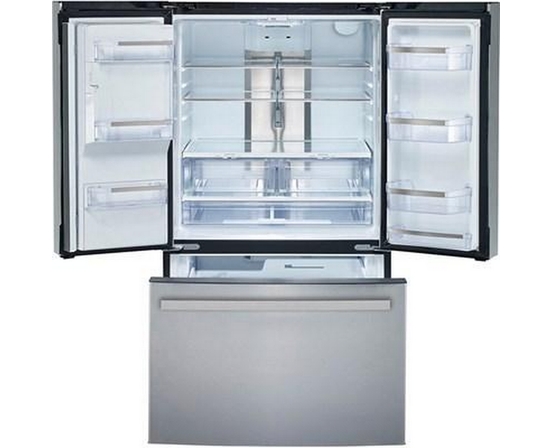 Réfrigérateur trois portes avec porte à deux battants de 33 po, 17,5 Pi cu. avec technologie FrosGuard™ GE Profile - PYE18HYRCFS