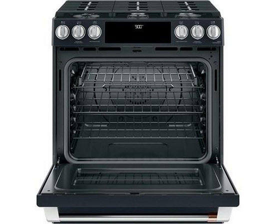 Cuisinière biénergie encastrable de 30 po avec tiroir chauffant Café - CC2S900P3MD1
