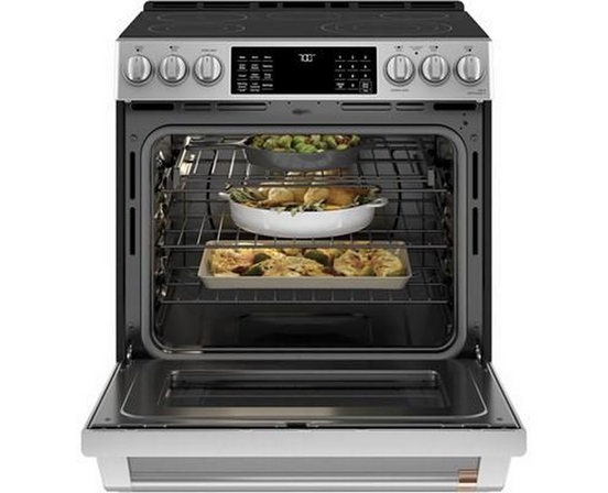 Cuisinière encastrable électrique de 30 po avec tiroir chauffant Café - CCES700P2MS1