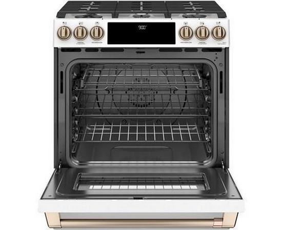 Cuisinière encastré à biénergie de 30 po. avec tiroir chauffant Café - CC2S900P4MW2