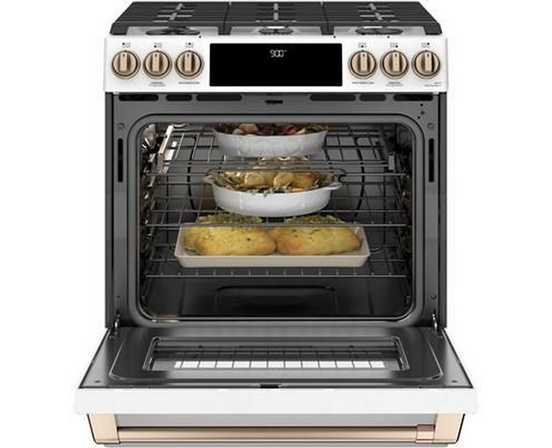 Cuisinière encastré à biénergie de 30 po. avec tiroir chauffant Café - CC2S900P4MW2