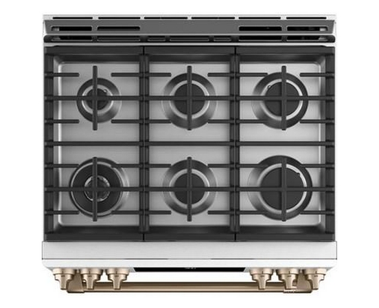 Cuisinière encastré à biénergie de 30 po. avec tiroir chauffant Café - CC2S900P4MW2