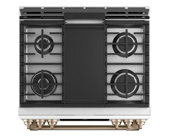 Cuisinière encastré à biénergie de 30 po. avec tiroir chauffant Café - CC2S900P4MW2