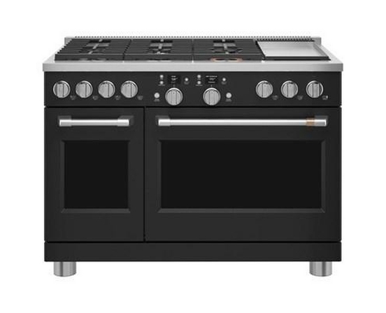 Cuisinière amovible à biénergie de 48 po avec 6 brûleurs et plaque chauffante Café - C2Y486P3TD1