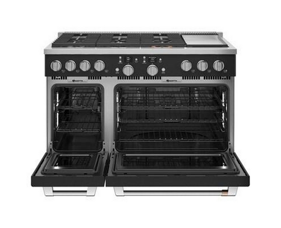 Cuisinière amovible à biénergie de 48 po avec 6 brûleurs et plaque chauffante Café - C2Y486P3TD1