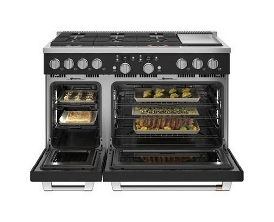 Cuisinière amovible à biénergie de 48 po avec 6 brûleurs et plaque chauffante Café - C2Y486P3TD1