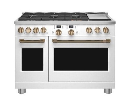 Cuisinière amovible à biénergie de 48 po avec 6 brûleurs et plaque chauffante Café - C2Y486P4TW2