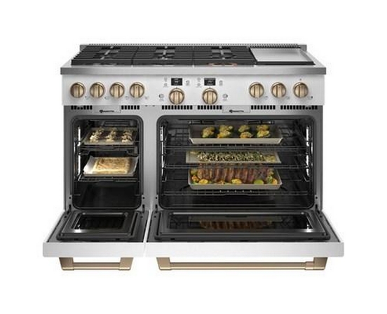 Cuisinière amovible à biénergie de 48 po avec 6 brûleurs et plaque chauffante Café - C2Y486P4TW2