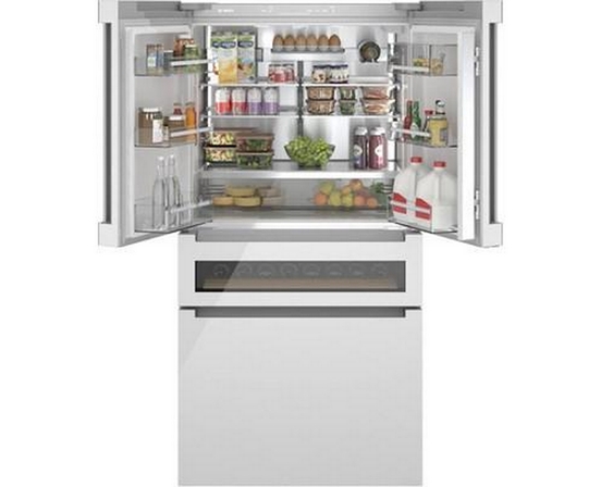 Réfrigérateur quatre portes avec porte à deux battants à profondeur de comptoir de 36 po., 20,5 Pi cu. avec FlexBar™ Bosch - B36CL81ENW