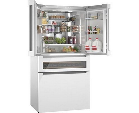 Réfrigérateur quatre portes avec porte à deux battants à profondeur de comptoir de 36 po., 20,5 Pi cu. avec FlexBar™ Bosch - B36CL81ENW