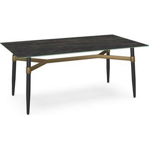 Table de salle à manger Link avec dessus en verre et base tréteau de Amisco