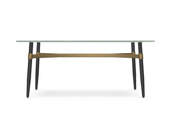 Table de salle à manger Link avec dessus en verre et base tréteau de Amisco