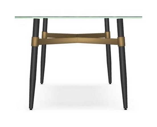 Table de salle à manger Link avec dessus en verre et base tréteau de Amisco