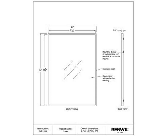 Miroir mural Crake de Renwil
