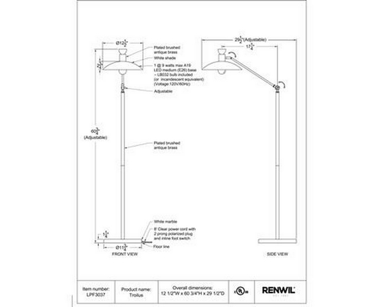 Lampe sur pied Troilus de Renwil