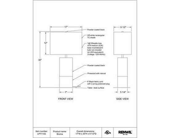 Lampe sur table Broma de Renwil
