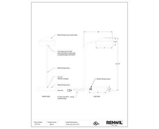 Lampe sur table Riesco de Renwil