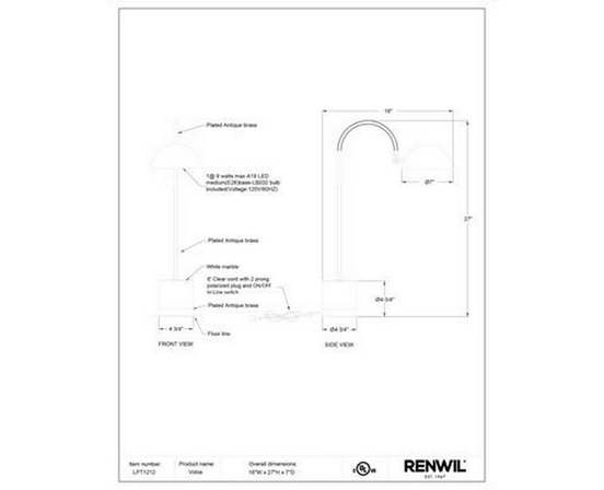 Lampe sur table Volos de Renwil