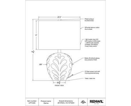 Lampe sur table Darina de Renwil