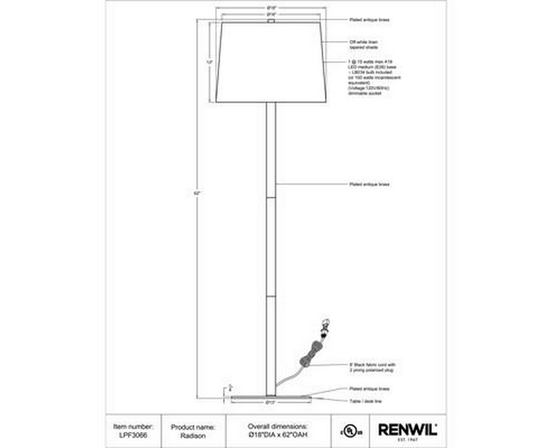 Lampe sur pied Radison de Renwil