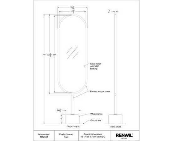 Miroir sur pied Taio de Renwil
