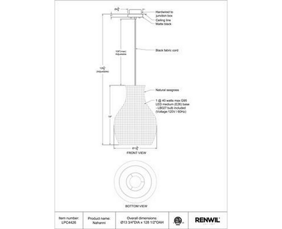 Lampe à suspension Nahanni de Renwil