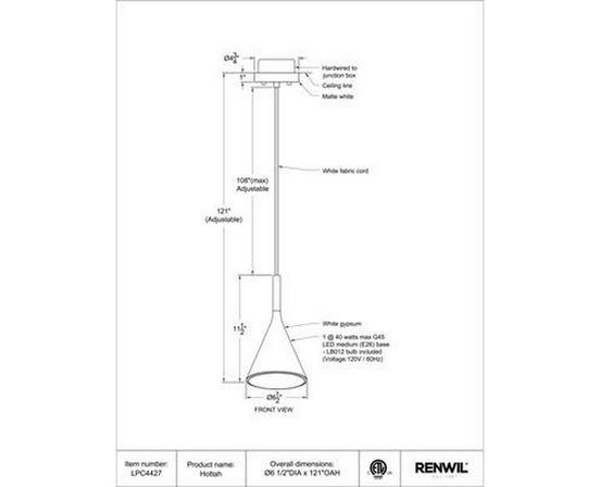 Lampe à suspension Hottah de Renwil