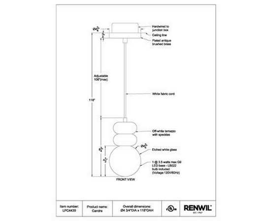 Lampe à suspension Candra de Renwil