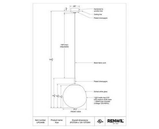 Lampe à suspension Koa de Renwil