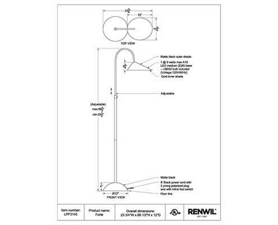 Lampe sur pied Forte de Renwil