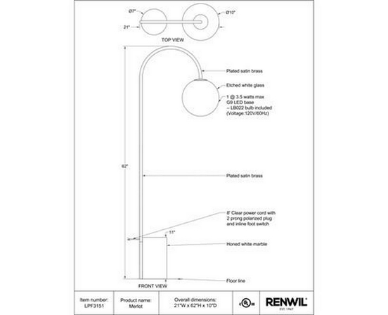Lampe sur pied Merlot de Renwil