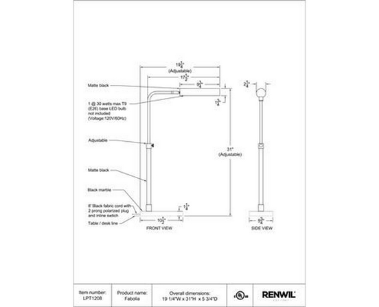 Lampe sur table Fabolia de Renwil