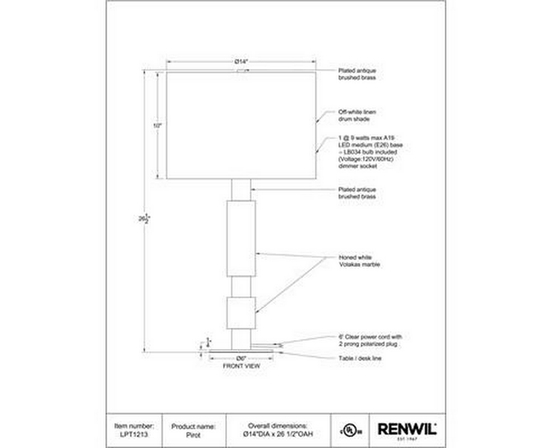Lampe sur table Pirot de Renwil