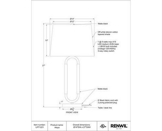 Lampe sur table Alaya de Renwil