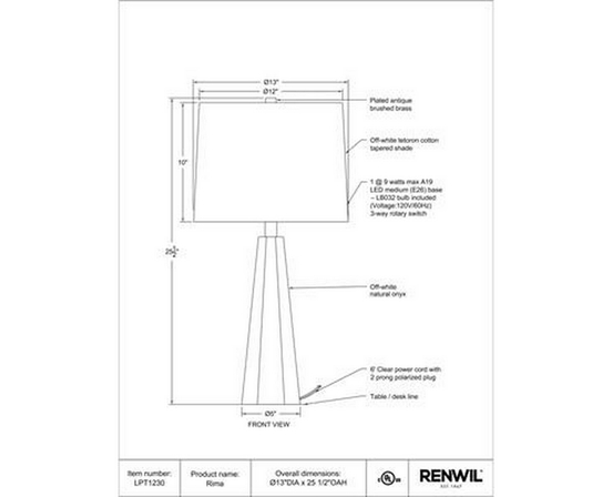 Lampe sur table Rima de Renwil