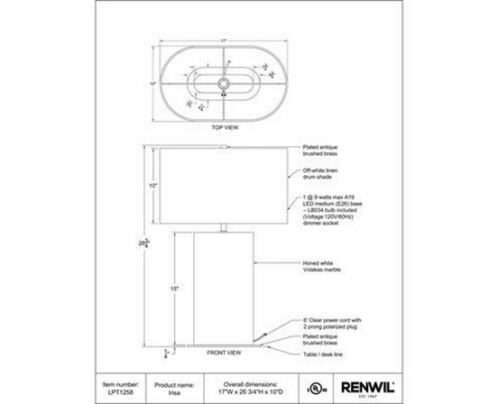 Lampe sur table Irisa de Renwil