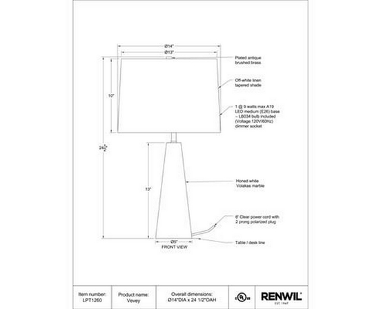 Lampe sur table Vevey de Renwil