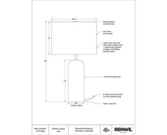 Lampe sur table Ixia de Renwil