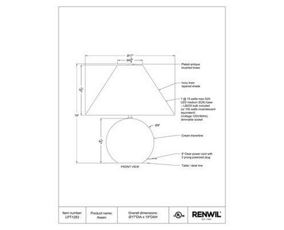 Lampe sur table Assen de Renwil