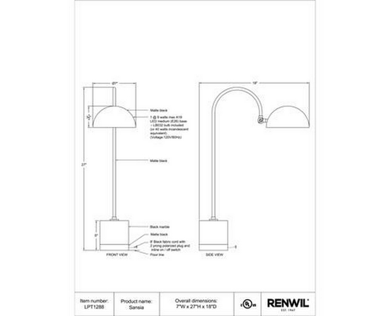Lampe sur table Sansia de Renwil