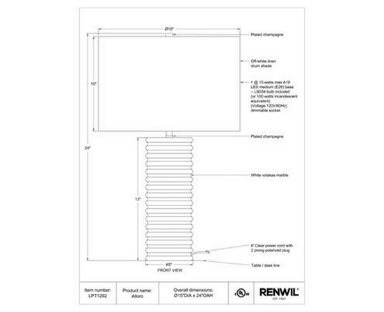 Lampe sur table Alloro de Renwil