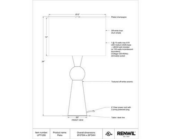 Lampe sur table Petra de Renwil