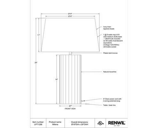 Lampe sur table Milena de Renwil