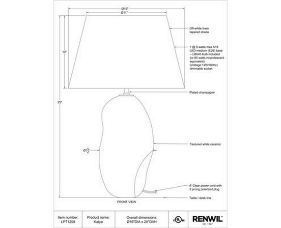 Lampe sur table Katya de Renwil